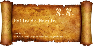 Malinyák Martin névjegykártya